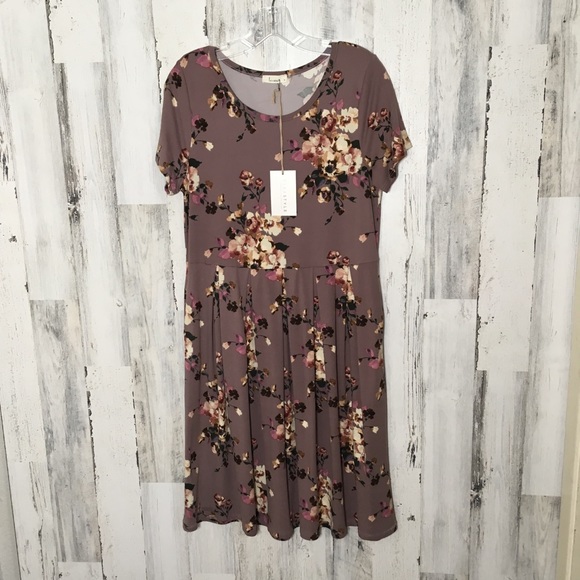 Les Athis Dresses & Skirts - Les Athis Mauve Floral Knit Pleated Dress Sz M